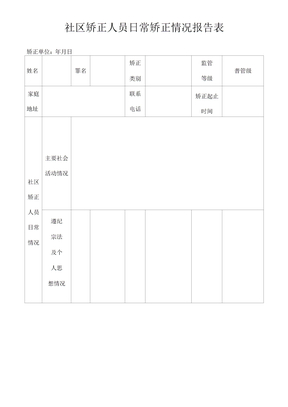 社区矫正人员日常矫正情况报告表