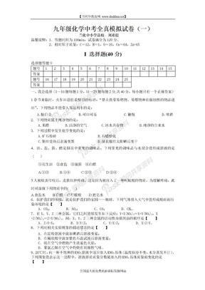 九年级化学模拟试卷一