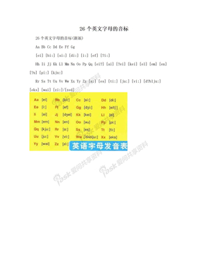 26个英文字母的音标