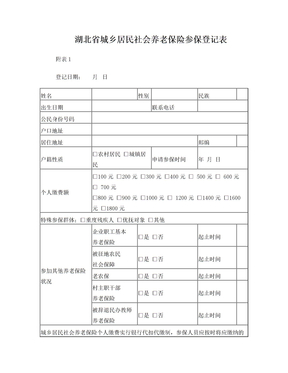 湖北省城乡居民社会养老保险参保登记表和补缴表