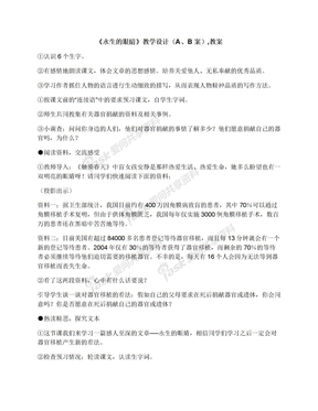 《永生的眼睛》教学设计（A、B案）,教案