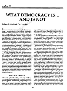 What Democracy Is And Is Not