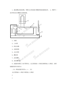 文丘里流量计实验（包括实验数据结果及思考题）