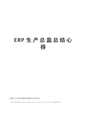 ERP生产总监总结心得