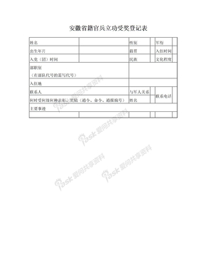 安徽省籍官兵立功受奖登记表