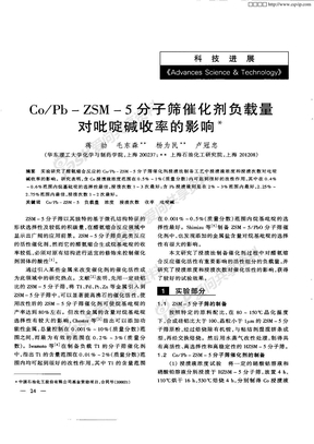 Co／Pb—ZSM—5分子筛催化剂负载量对吡啶碱收率的影响