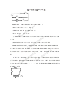 初中物理电磁学中考题