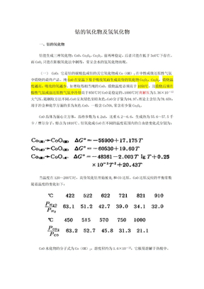 钴的氧化物及氢氧化物