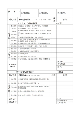 面试评价表模板