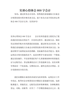 实训心得体会800字会计