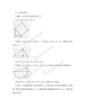 初二数学上册《补充习题》2.1勾股定理(1)