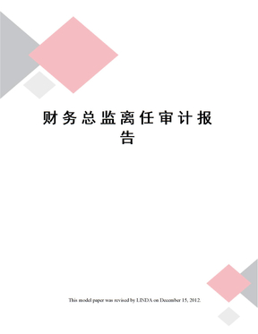 财务总监离任审计报告