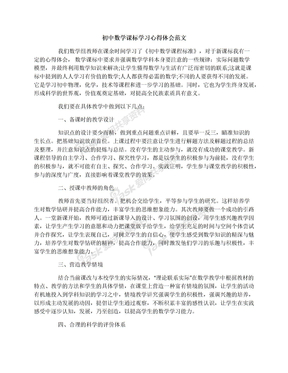 初中数学课标学习心得体会范文