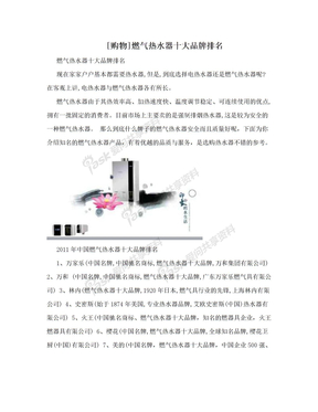 [购物]燃气热水器十大品牌排名