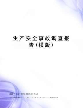 生产安全事故调查报告(模版)