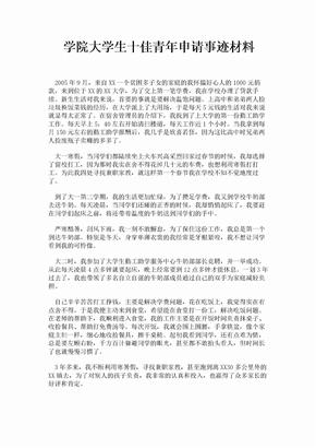 学院大学生十佳青年申请事迹材料