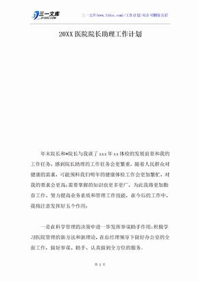 20XX医院院长助理工作计划