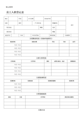 员工入职登记表格模板(正式表格模板)