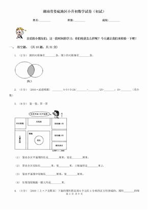 湖南省娄底地区小升初数学试卷（初试）