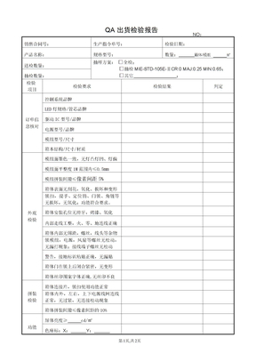 LED显示屏成品出货检验报告