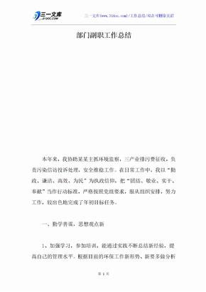 部门副职工作总结