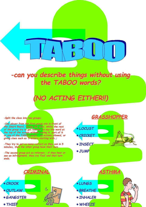 英语课堂游戏 game Taboo