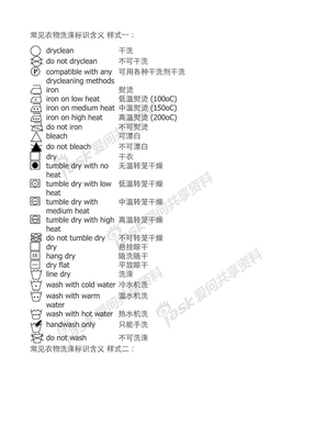 衣物洗涤标志 水洗标符号说明 最全～