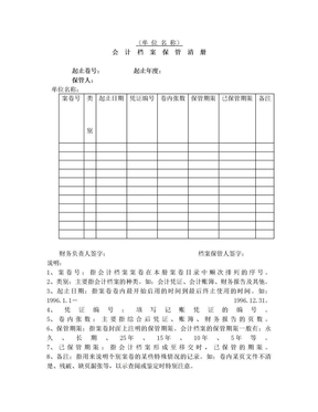 会计档案保管清册(模版)