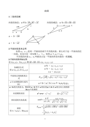 平面向量公式