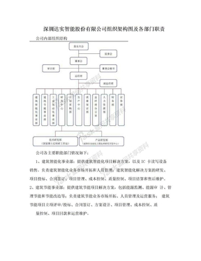 深圳达实智能股份有限公司组织架构图及各部门职责