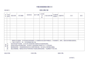 设备大修计划审批表