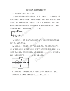 初三物理上册复习题(五)