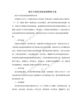 校长专业化发展高研修班方案