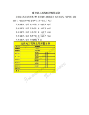 建设施工现场危险源警示牌