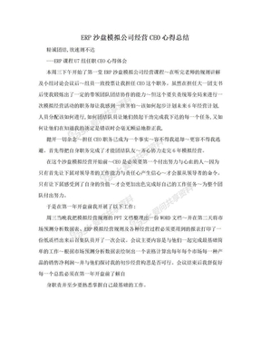 ERP沙盘模拟公司经营CEO心得总结