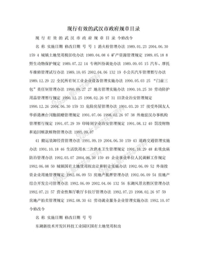 现行有效的武汉市政府规章目录