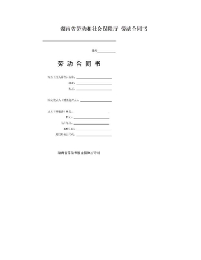湖南省劳动和社会保障厅 劳动合同书