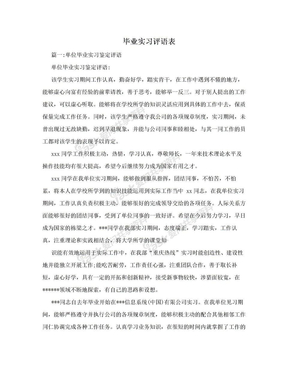 毕业实习评语表