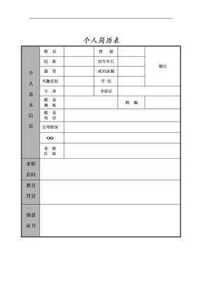 简历表模板