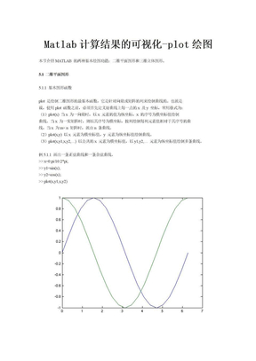 Matlab计算结果的可视化-plot绘图