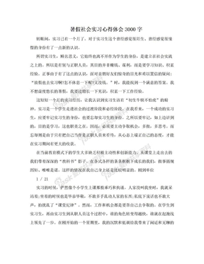 暑假社会实习心得体会3000字