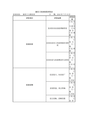 新员工培训效果评价表[1]