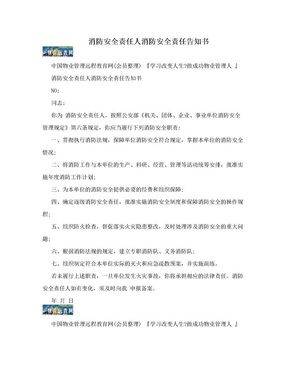 消防安全责任人消防安全责任告知书