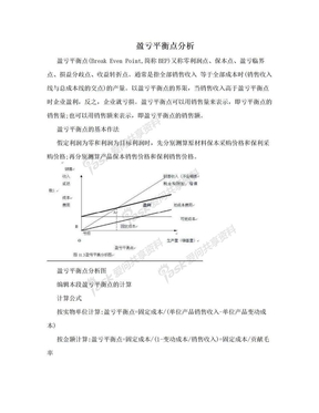 盈亏平衡点分析