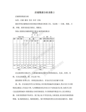 店铺数据分析表格2