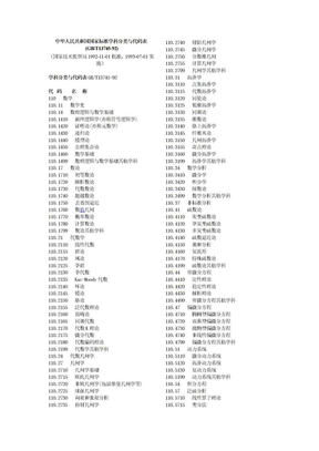 国家标准学科分类与代码表