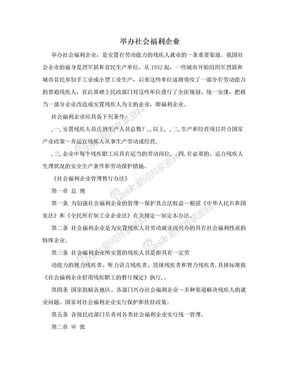 举办社会福利企业