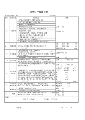 成品出厂检验记录