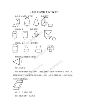 4如图所示的圆锥的三视图(