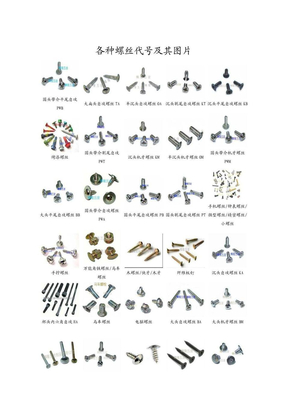 各种螺丝代号及其图片
